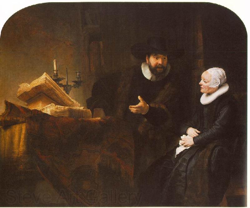 REMBRANDT Harmenszoon van Rijn The Mennonite Minister Cornelis Claesz. Anslo in Conversation with his Wife, Aaltje D Spain oil painting art
